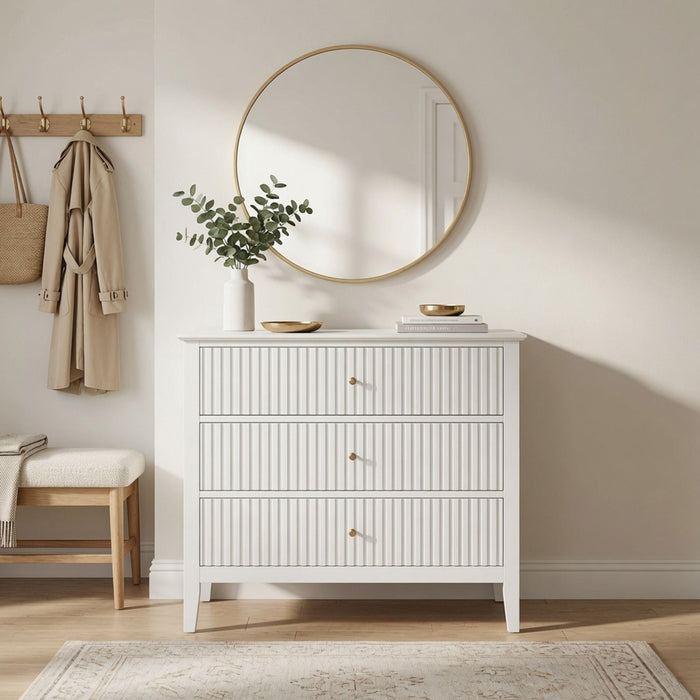 3 Drawer Nightstand, Wide With Soft Close Slides - White Home Essentials