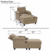 Accent Chair With Storage Ottoman, Reclining Single Chaise Lounge With Cupholders And USB, C Ports Home Essentials