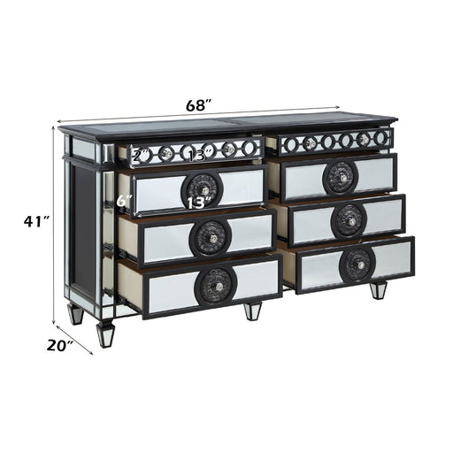 Varian II - Dresser - Mirrored, Black & Sliver ACME