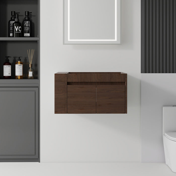 Floating Bathroom Vanity Cabinet, Soft Close Double Drawers, Open Side Storage, Wall Mounted, Cabinet Only Home Essentials