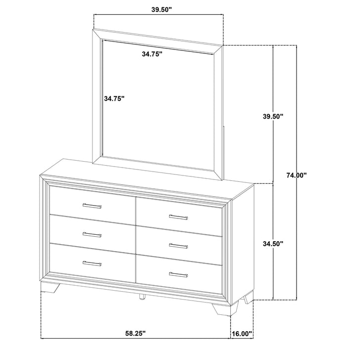 Funston - 6 Drawer Dresser With Mirror - Brown Oak Furniture Max