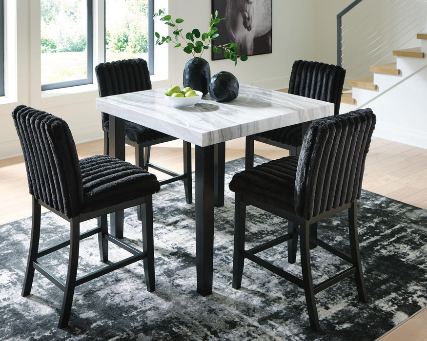 Mervannie - 5 Pc. - Counter Height Dining Table And 4 Barstools - Gray / Black Signature Design by Ashley®