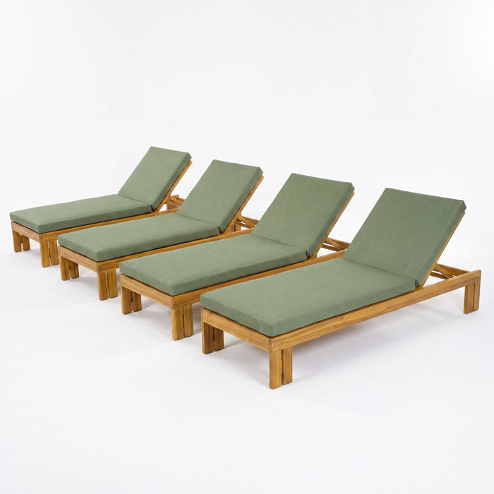 Outdoor Chaise Lounge With 5 Position Adjustable Backrest Noble House