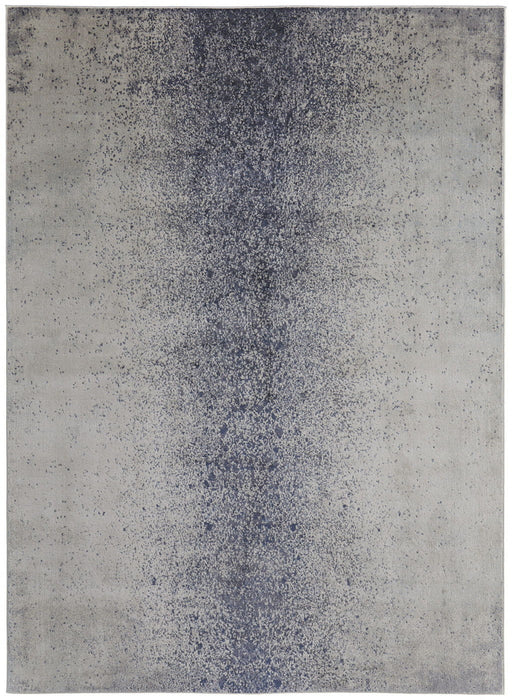 8' x 10' Abstract Power Loom Area Rug - Ivory And Blue