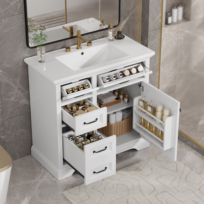 Modern Bathroom Vanity With Sink Top, 4 Drawers And 1 Soft-Close Door Hearth and Haven