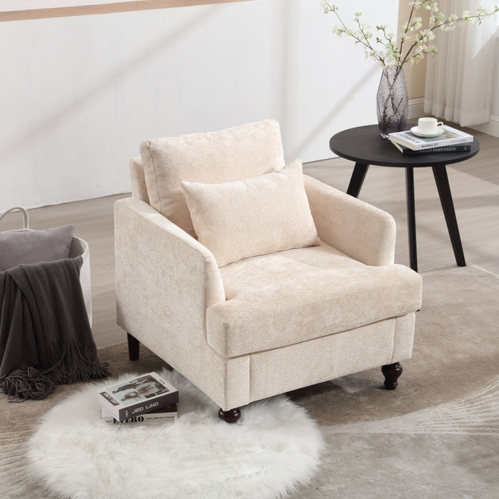 Coolmore Wood Frame Arm Chair, Modern Accent Chair Lounge Chair For Living Room - Beige