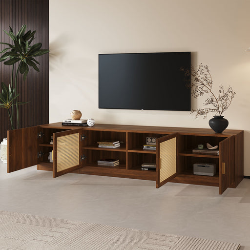 TV Stand, Media Console With Adjustable Shelves - Walnut Hearth and Haven