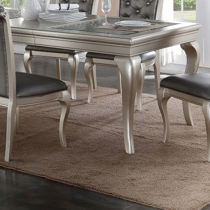 Rectangle Dining Table With Carved Accents - Champagne / Silver Home Essentials