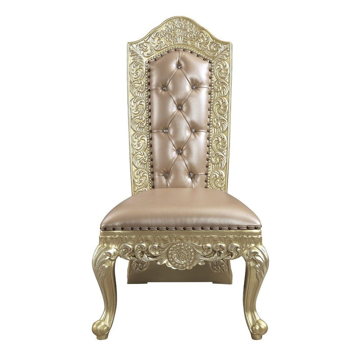 Vatican - Side Chair (Set of 2) - Synthetic Leather & Champagne Silver