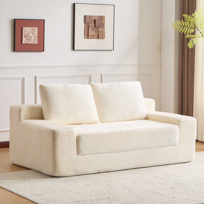 Comfortable Deep Seat Loveseat Sofa Bed, Reversible Cushion With Pillows