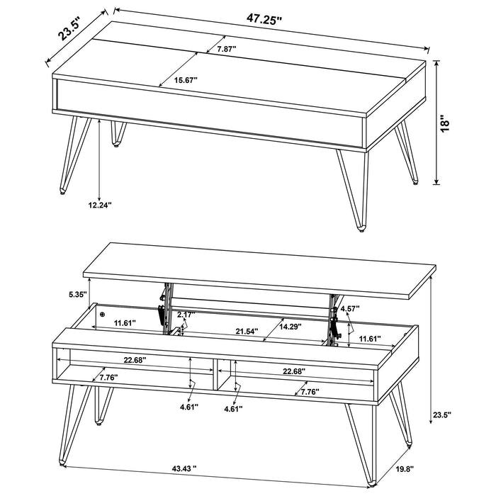 Amara - Lift Top Coffee Table With Hidden Storage - Oak Furniture Max