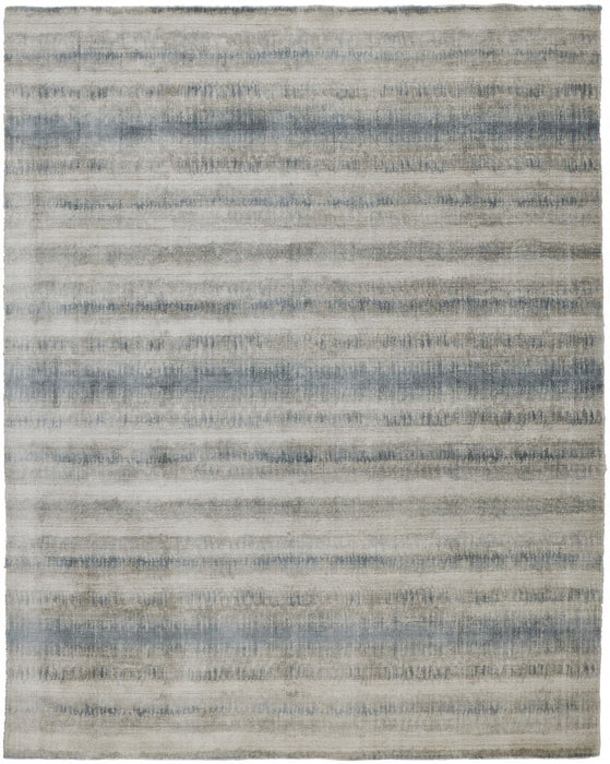 Abstract Hand Woven Area Rug - Gray Blue And Green - 4' X 6'