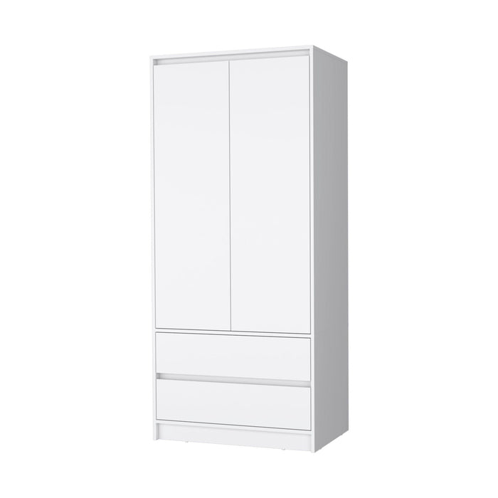 Accent Cabinet Soft Close With Multiple Shelves And Two Drawers - White