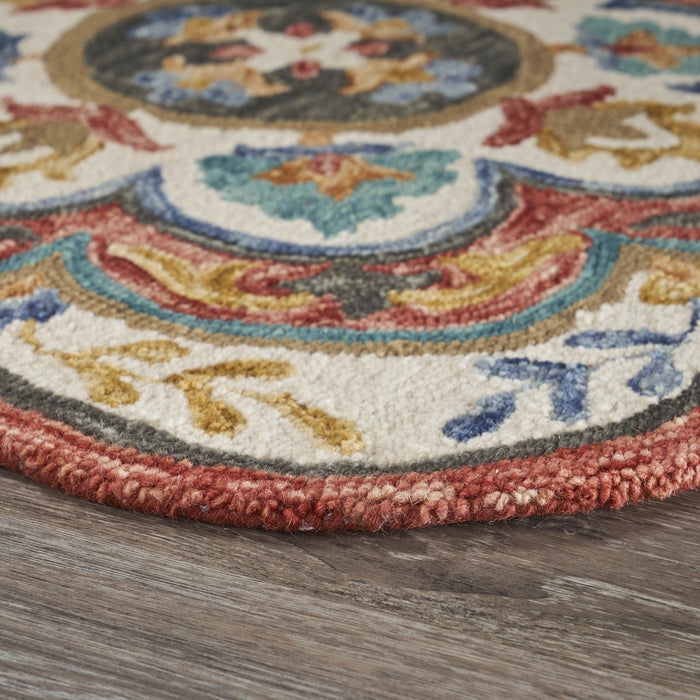 4' Round Layered Petals Area Rug - Red