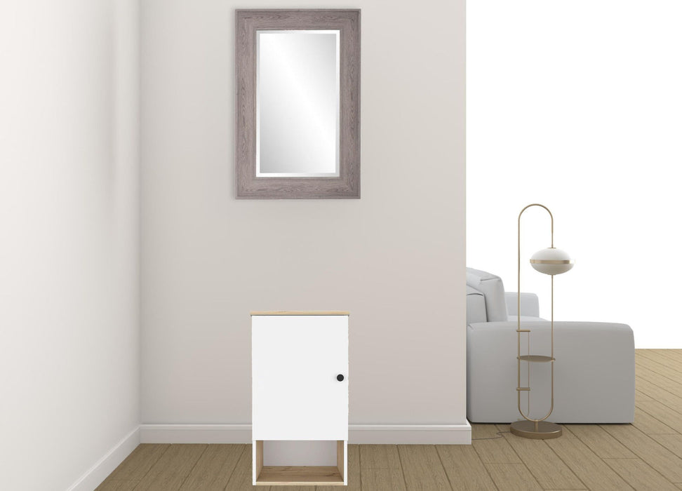 Wall Mounted Cabinet With Three Shelves - Light Oak And White