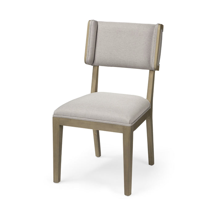 Upholstered Fabric Open Back Side Chairs (Set of 2) - Light Gray / Brown