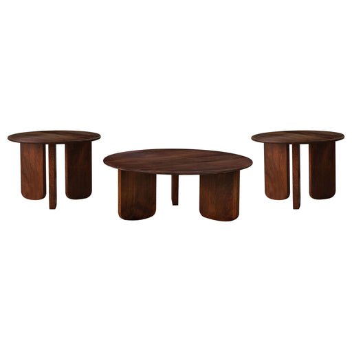 Columbo - 3 Piece Coffee And End Table Set With Round Tops - Brown Furniture Max