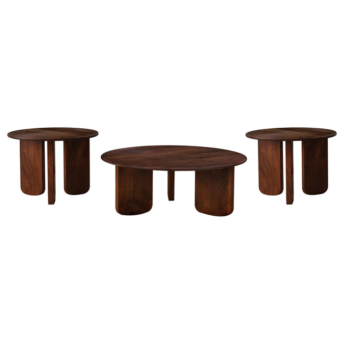 Columbo - 3 Piece Coffee And End Table Set With Round Tops - Brown Furniture Max
