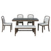 Farmhouse Dining Set With 4 Upholstered Chairs & 1 Bench Hearth and Haven
