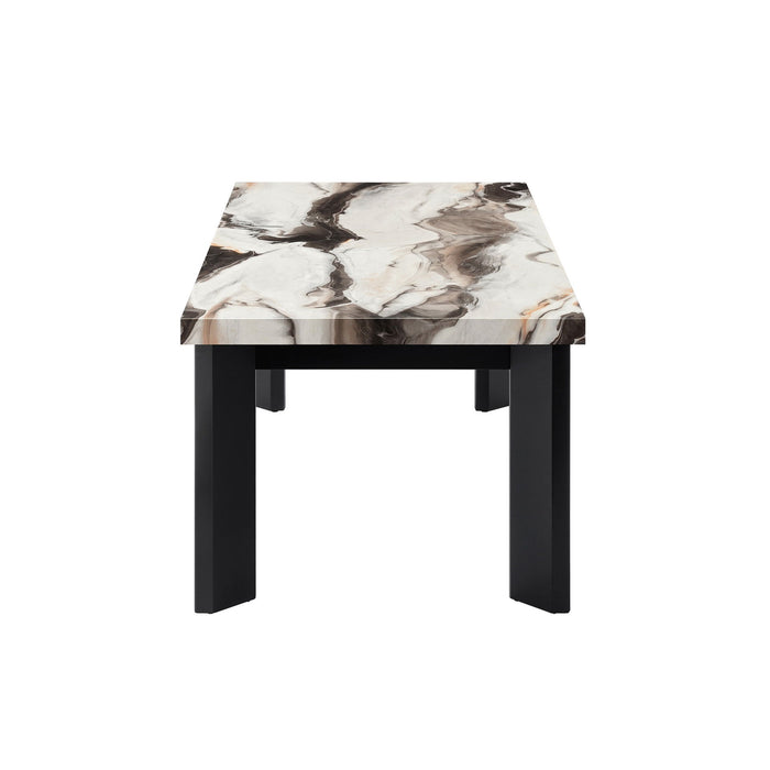 Strata - Faux Marble 3 Piece Occasional Set (1 Coffee & 2 End Tables) - Black / White New Classic