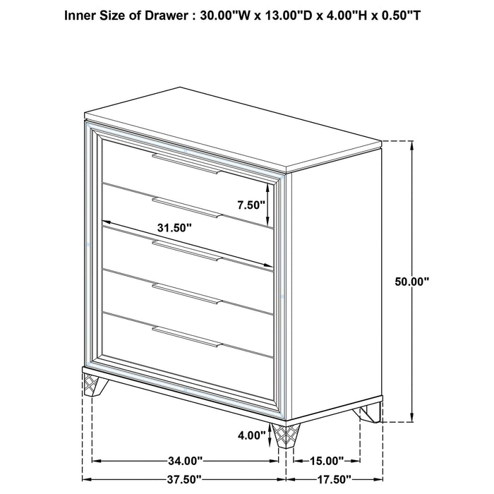 5 Drawer Bedroom Chest Of Drawers - White Furniture Max