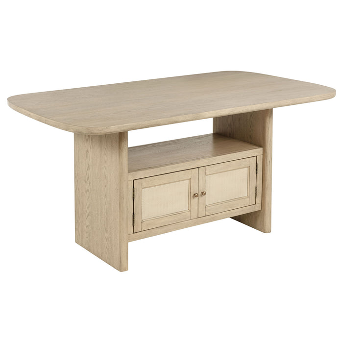 Kimpton - Counter Height Dining Table With Storage Cabinet And Shelves - Beige Furniture Max