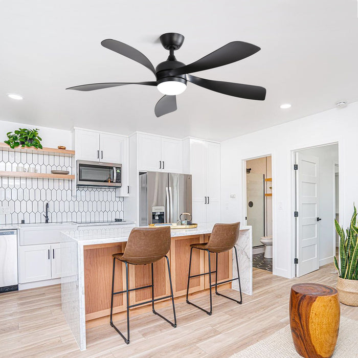 52" Low Profile Ceiling Fan With Remote Control Lights DC Motor For Patio Living Room - Black Daily Nest
