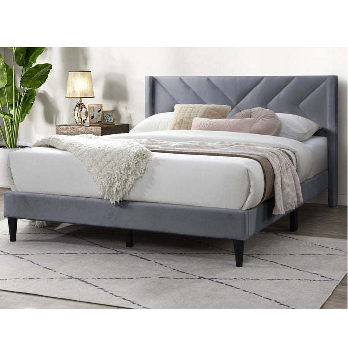 Elegant Bed With Upholstered Headboard, Platform Base Home Essentials