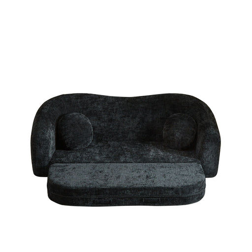 Curved Convertible Sofa, 2 In 1 Frameless Folding Sofa Bed With Pull Out Base And Deep Seat Home Essentials
