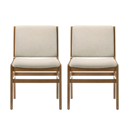 Contemporary Dining Chair Set Upholstered Fabric With Rubberwood Frame Noble House