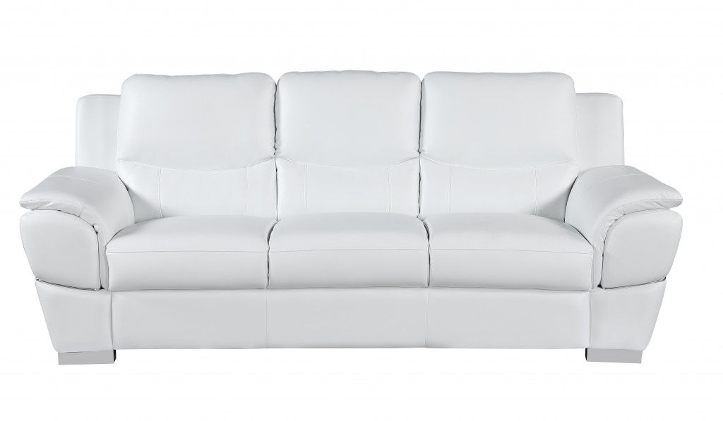 Leather Sofa - White / Silver