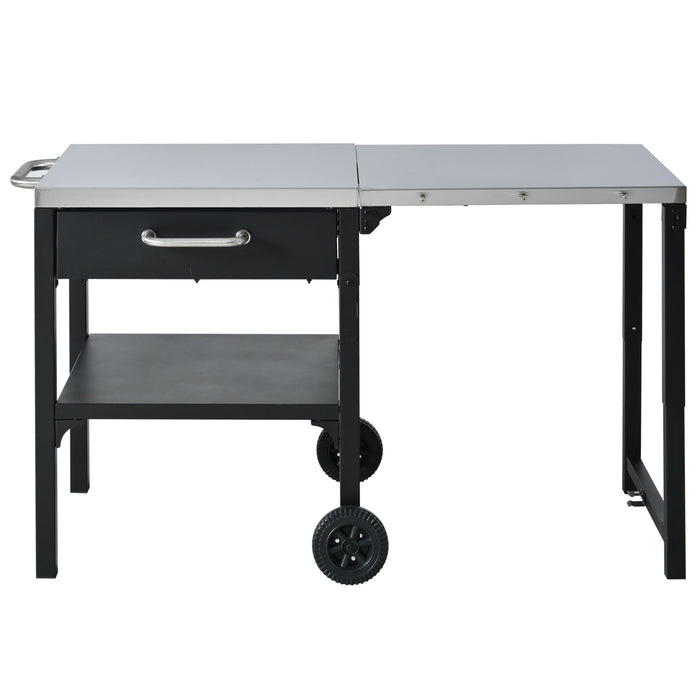 Foldable Outdoor Kitchen Cart With Storage For Patio Hearth and Haven