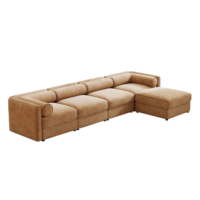 Contemporary Elegant White Chenille Sofa With Storage And Ottoman