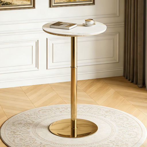 Circular Bar Table With Non Adjustable Legs - Gold+White Home Essentials