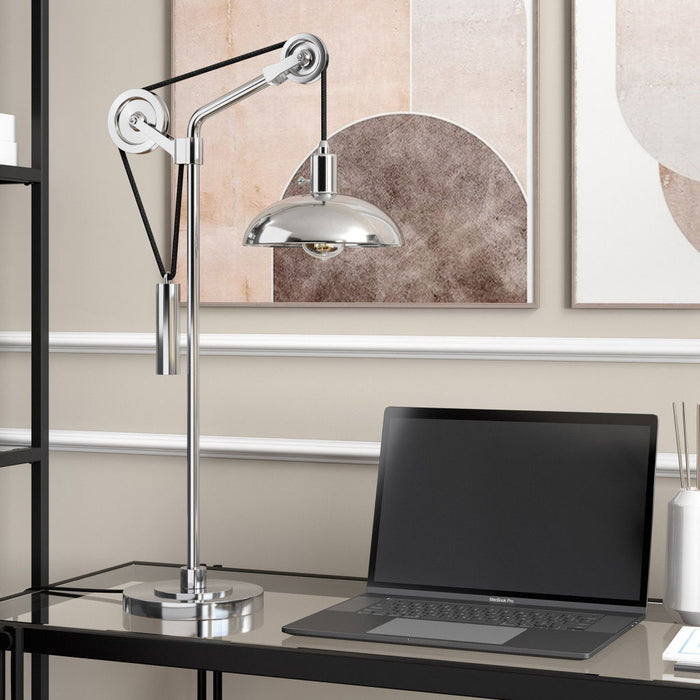 Metal Adjustable Desk Table Lamp With Nickel Dome Shade - Silver