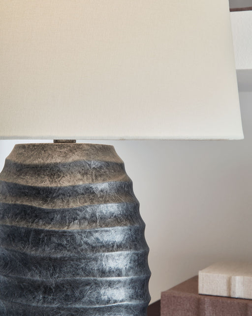Caronick - Poly Table Lamp (Set of 2) - Antique Silver Finish Signature Design by Ashley®