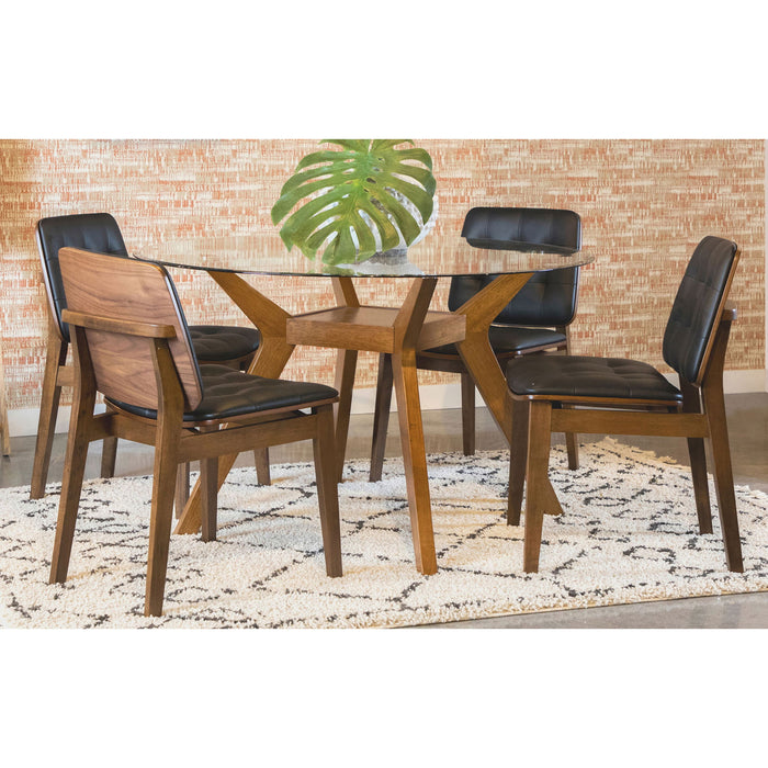 Flynn - 5 Piece Glass Top Dining Table Sets And Chairs - Brown Furniture Max