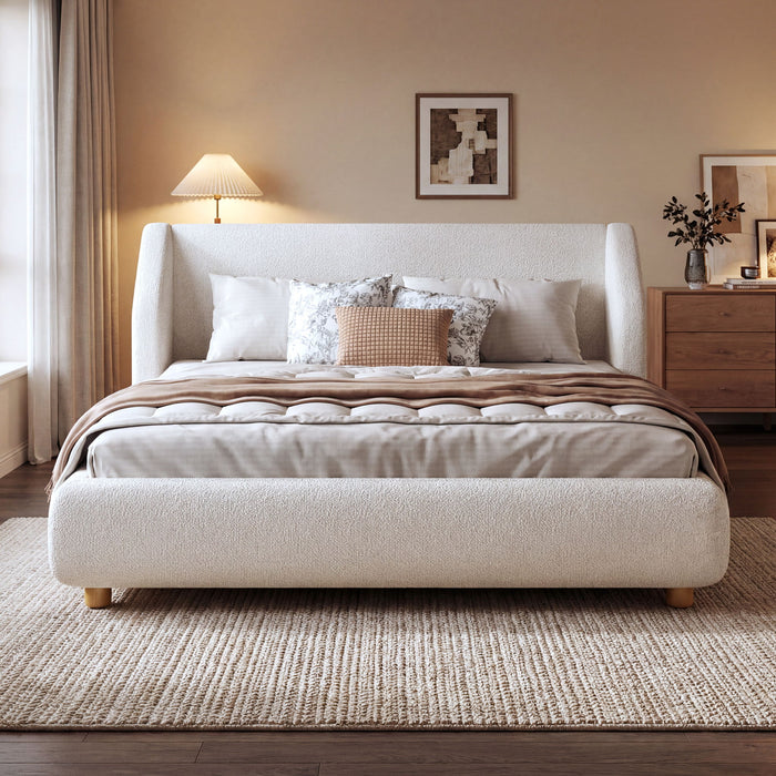 Modern Upholstered Bed Frame With Wingback Headboard Artistry At Home