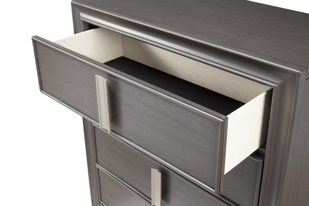 Solid Wood Five Drawer Chest - Gray