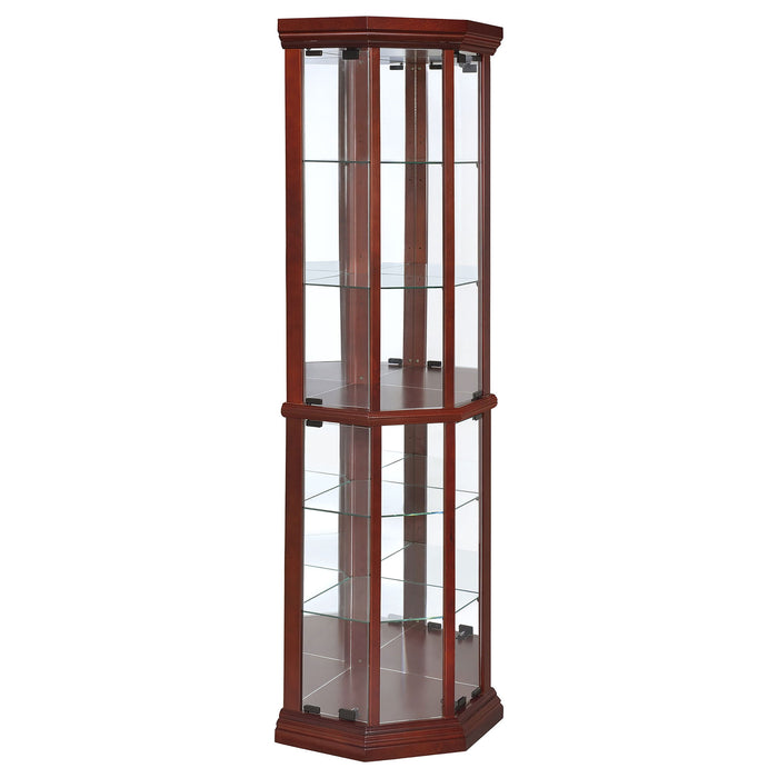 Jacob - 6 Shelf Curio Display Cabinet - Red / Brown Furniture Max