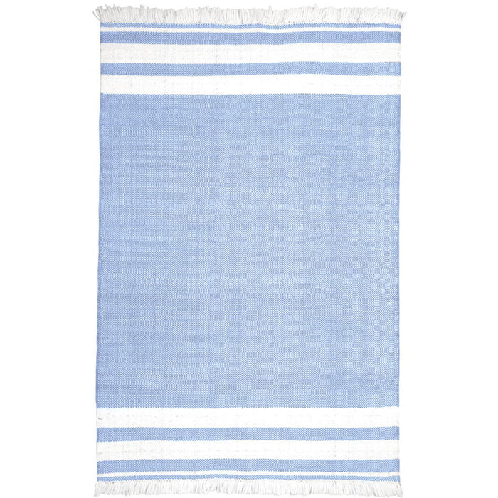 8' X 10' Striped Handmade Stain Resistant Non Skid Indoor / Outdoor Area Rug - Blue