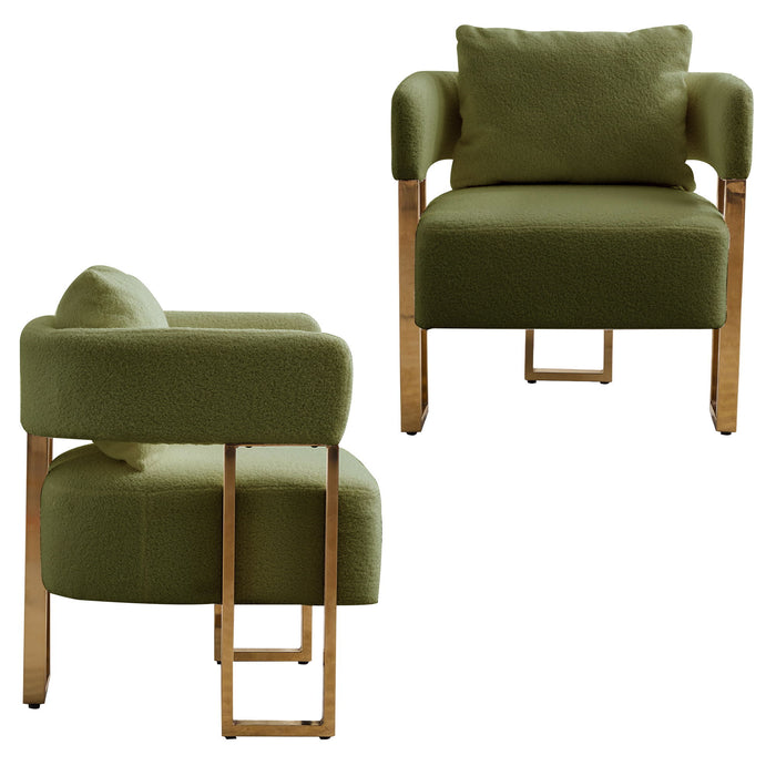 Modern Decorative Chair Teddy Fleece Upholstered And Metal Foot