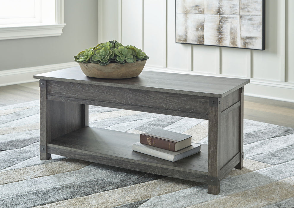 Freedan - 3 Pc. - Coffee Table, 2 End Tables - Grayish Brown Signature Design by Ashley®