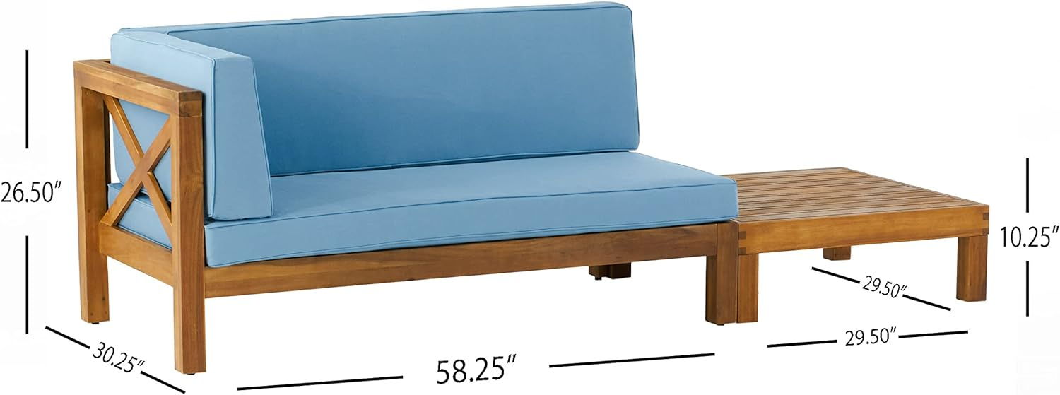 Brava X - Back Corner Bench - L With Coffee Table, Blue