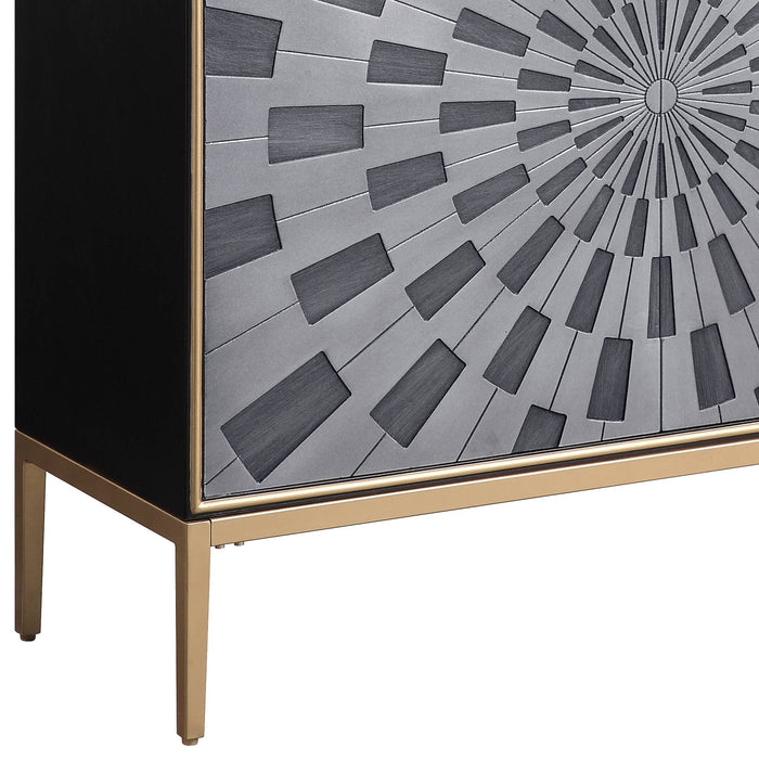 Quilla - Brass Console Cabinet - Black / Gery