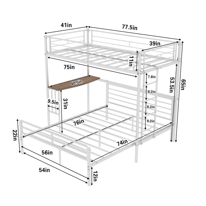 Bunk Bed With Built In Desk & Guardrail Frame Home Essentials