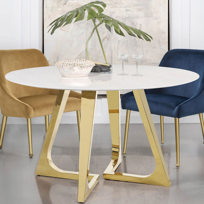 Imani - Round Marble Dining Table - Gold Furniture Max