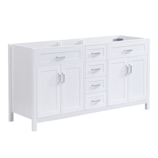 Bathroom Vanity Cabinet Only, Soft Close Doors & Drawers, 4 Drawers & 2 Double Door Cabinets - White Noble House