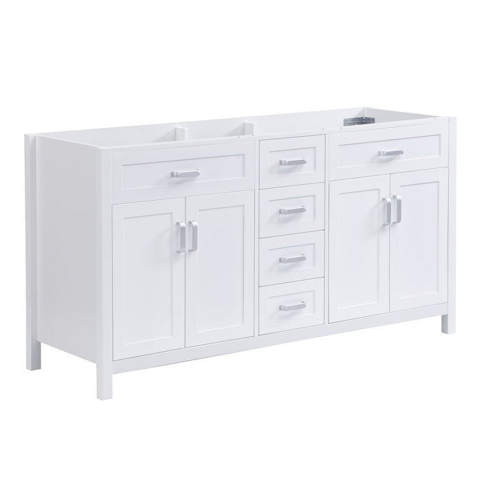 Bathroom Vanity Cabinet Only, Soft Close Doors & Drawers, 4 Drawers & 2 Double Door Cabinets - White Noble House