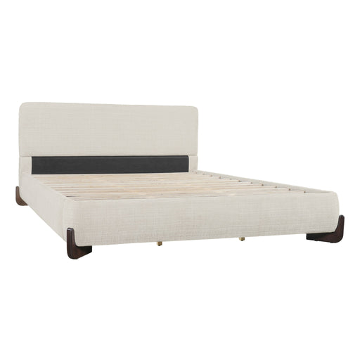 King Upholstered Bed With Slats Support - Beige Noble House